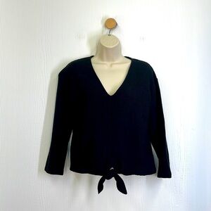 Madewell - NWT Texture & Thread Long Sleeve Tie Front V Neck Top Size Small